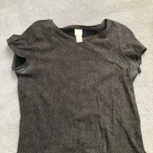 H&M Black and White Speckled Short Sleeve Top